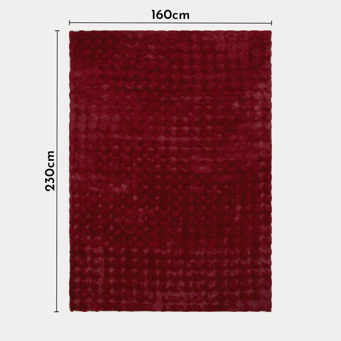 BUBBLE Tapis tissu doux à relief rouge - 160x230