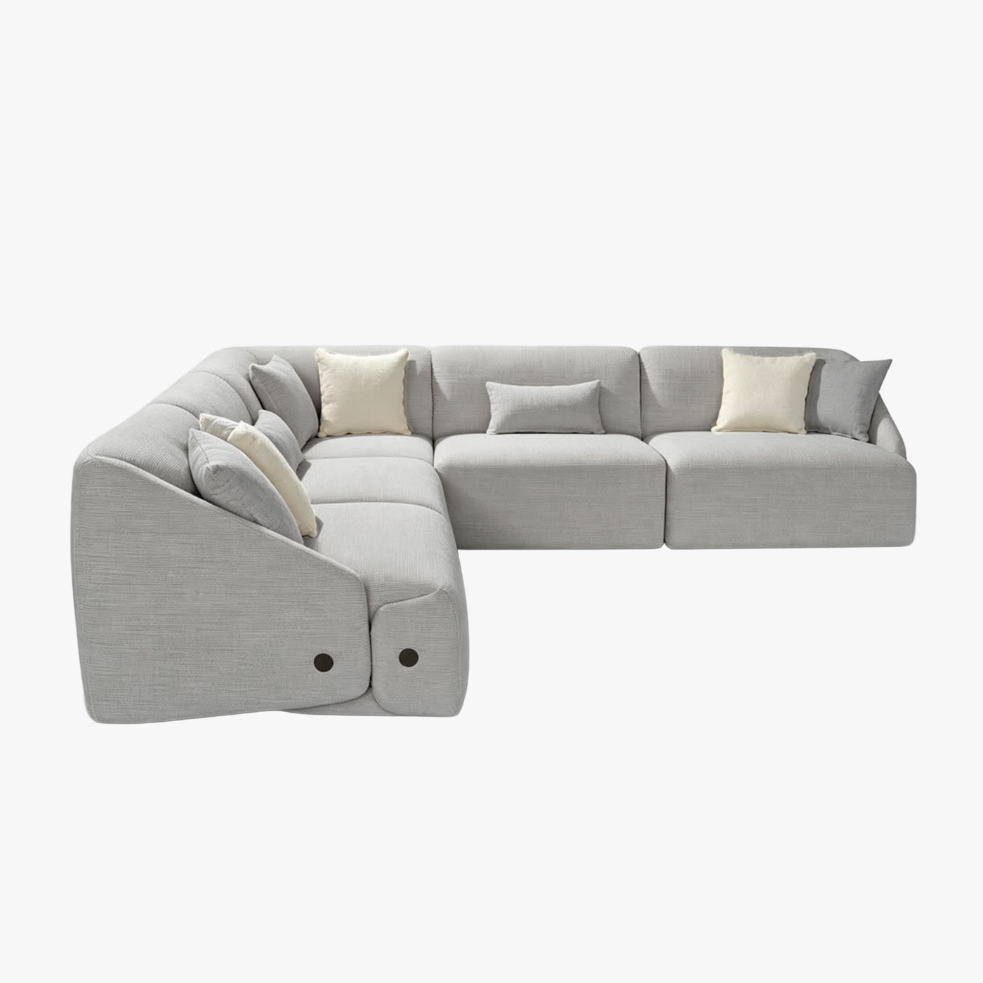 LENA Canapé d'angle modulable en tissu gris clair