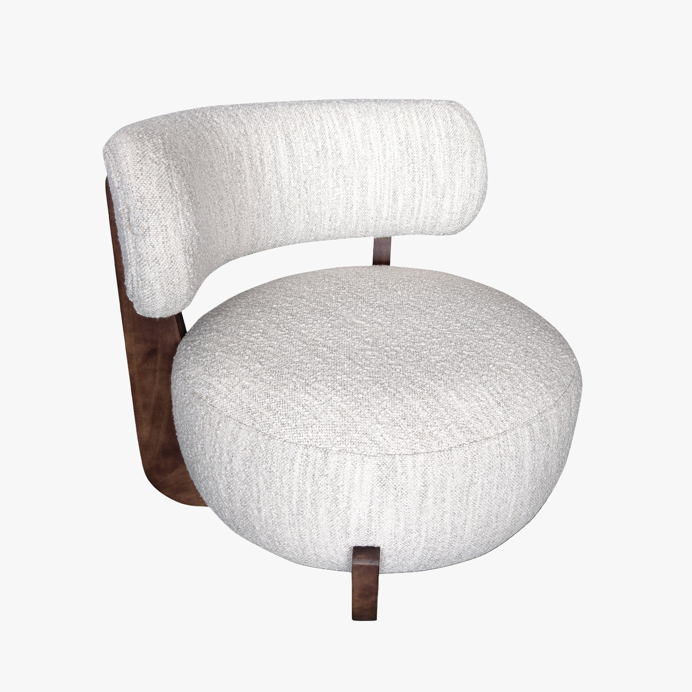 ESTER Fauteuil en tissu blanc écru pieds en bois foncé