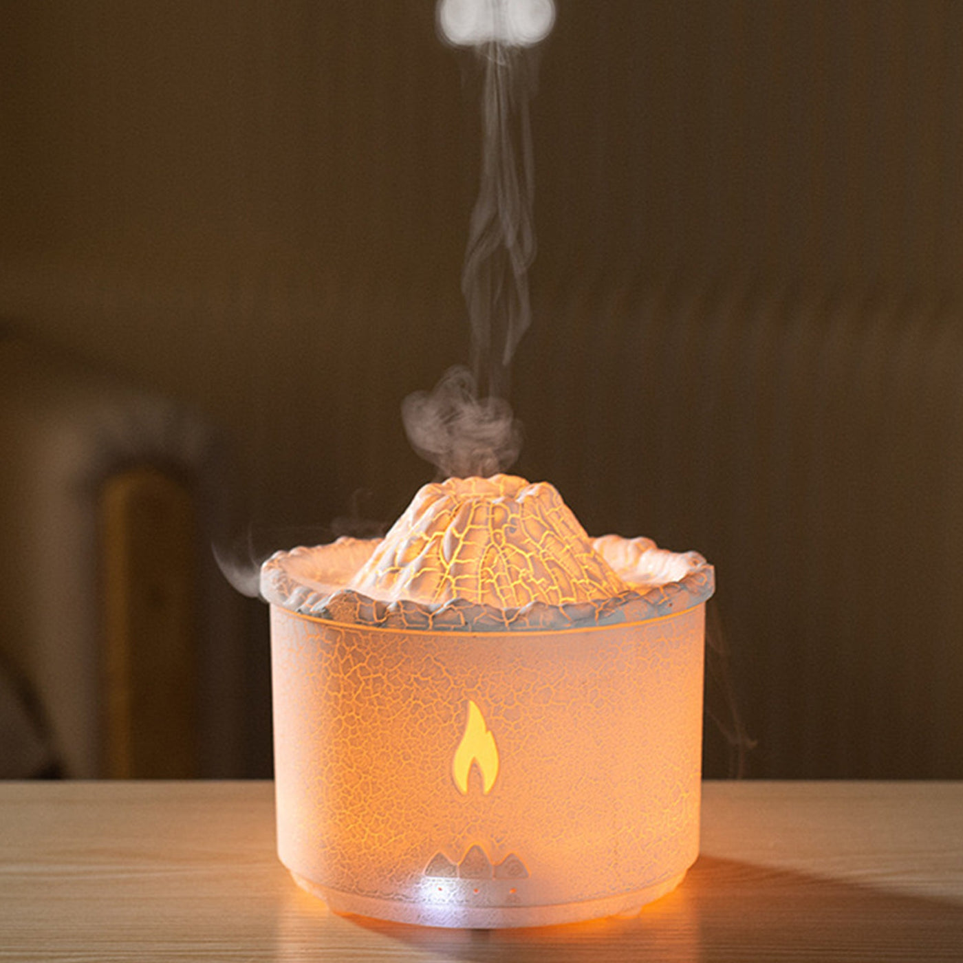 CALY Diffuseur d'huiles essentielles volcan avec flammes à LED blanc - Diffuseurs - Mobilier Deco