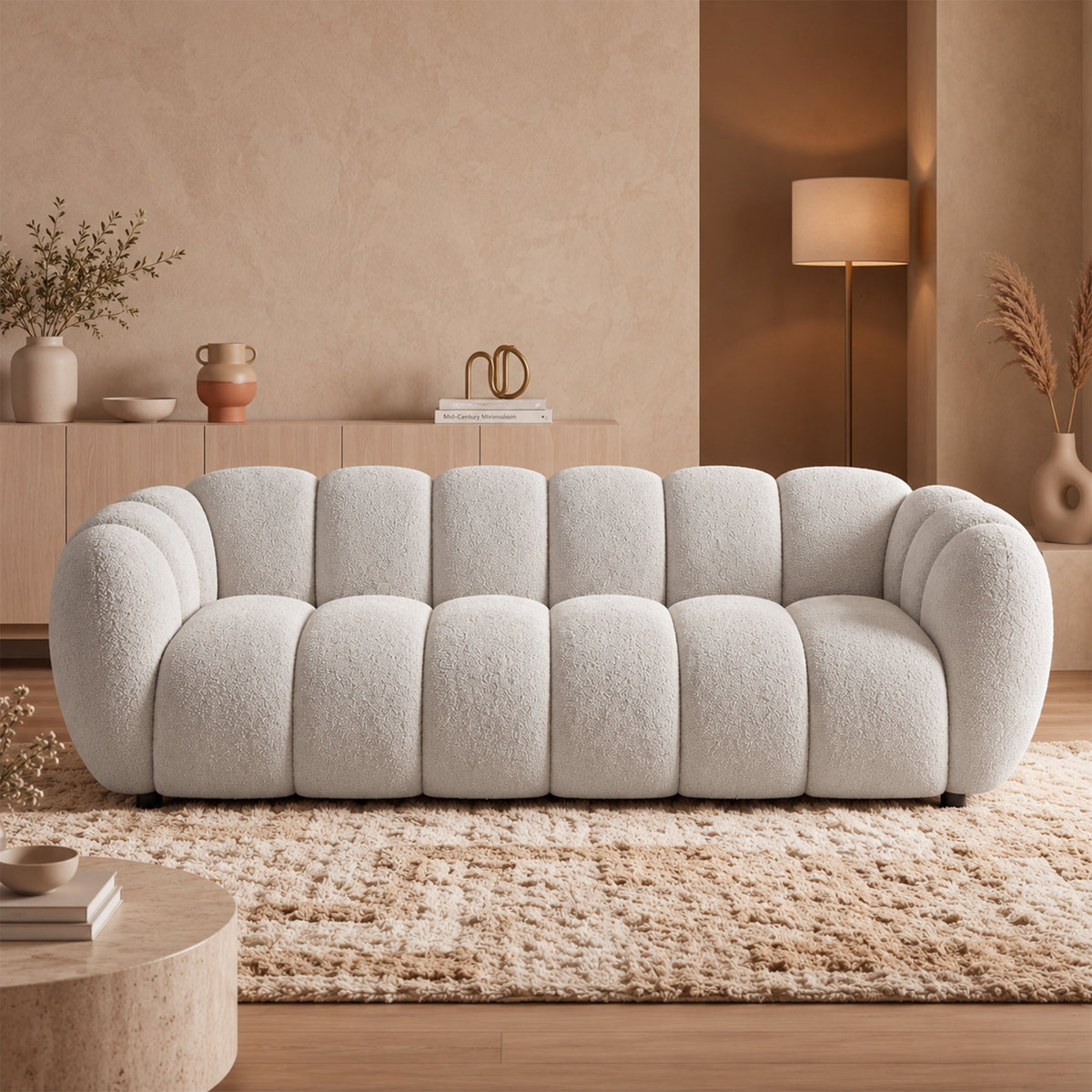 CAMILLE Canapé 3 places en tissu beige - Canapés fixes - Mobilier Deco
