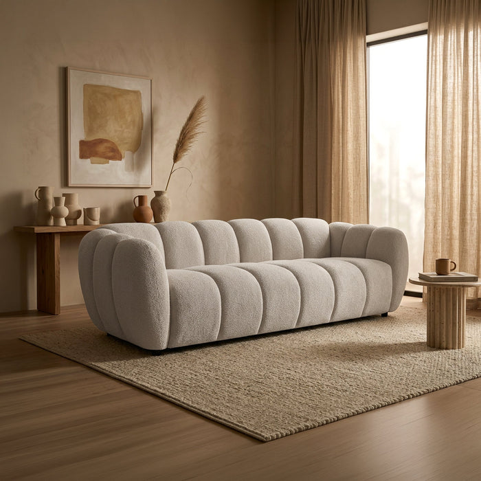 CAMILLE Canapé 3 places en tissu beige