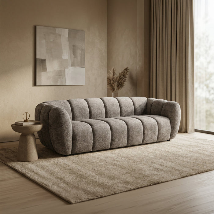 CAMILLE Canapé 3 places en tissu taupe