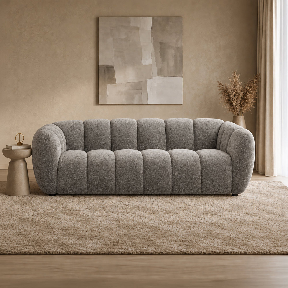 CAMILLE Canapé 3 places en tissu taupe - Canapés fixes - Mobilier Deco