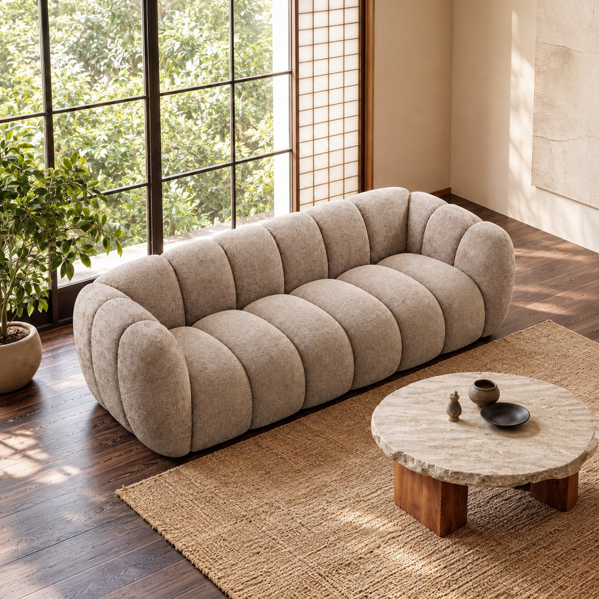 CAMILLE Canapé 3 places en tissu taupe foncé - Canapés fixes - Mobilier Deco