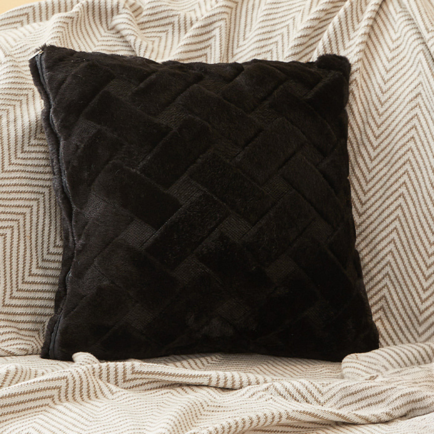 CAPRI Coussin carré en tissu à motifs noir 43x43 cm