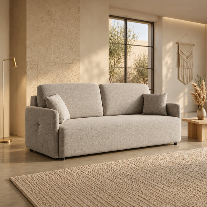 CARLA Canapé 3 places convertible en tissu beige – Canapés convertibles Mobilier Deco
