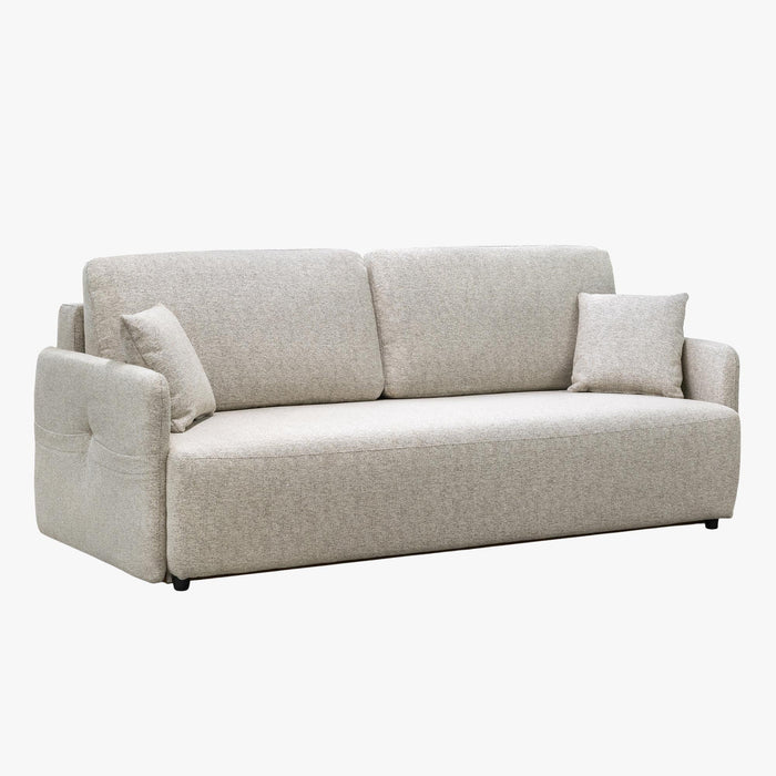 CARLA Canapé 3 places convertible en tissu beige