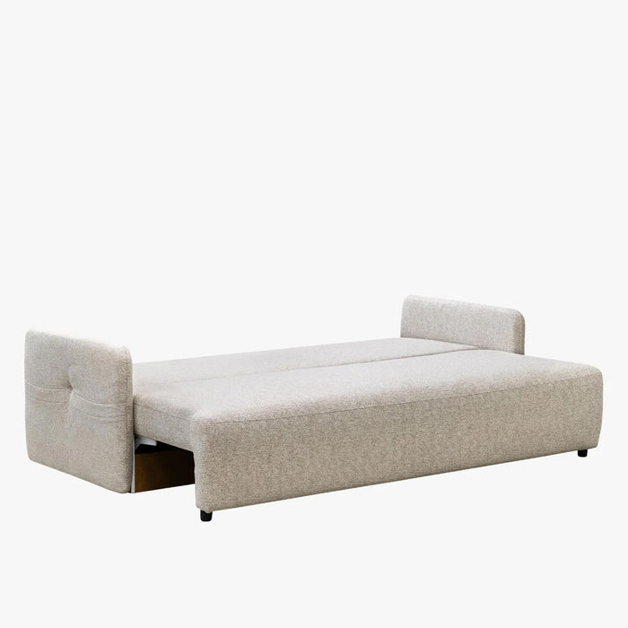 CARLA Canapé 3 places convertible en tissu beige