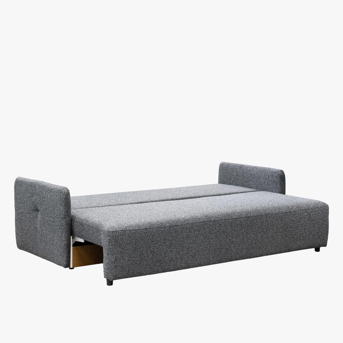 CARLA Canapé 3 places convertible en tissu gris