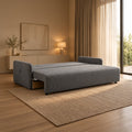 CARLA Canapé 3 places convertible en tissu gris