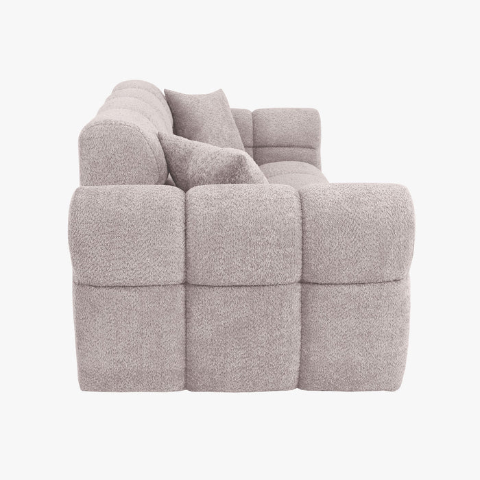CARMELA Canapé 3 places en tissu bouclette beige