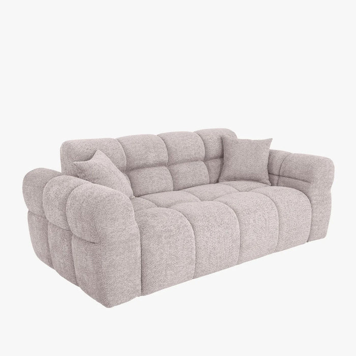 CARMELA Canapé 3 places en tissu bouclette beige