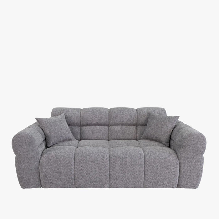 CARMELA Canapé 3 places en tissu bouclette gris