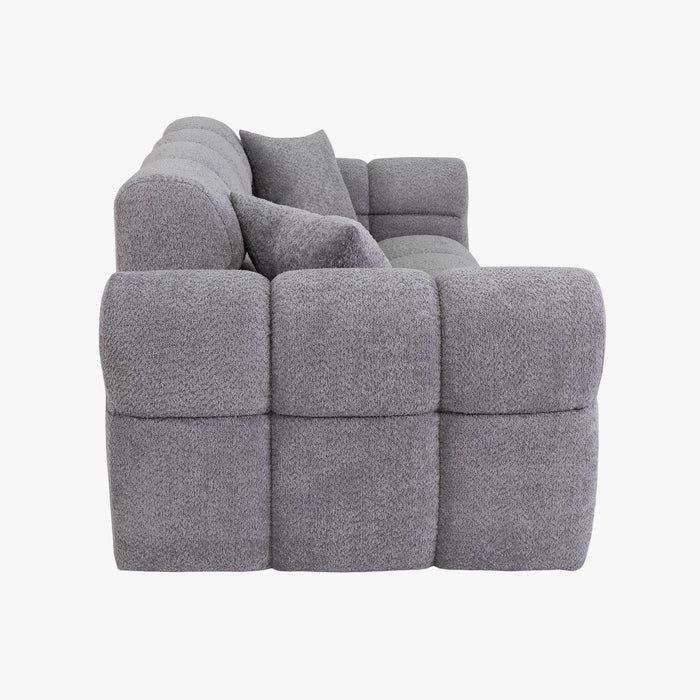 CARMELA Canapé 3 places en tissu bouclette gris