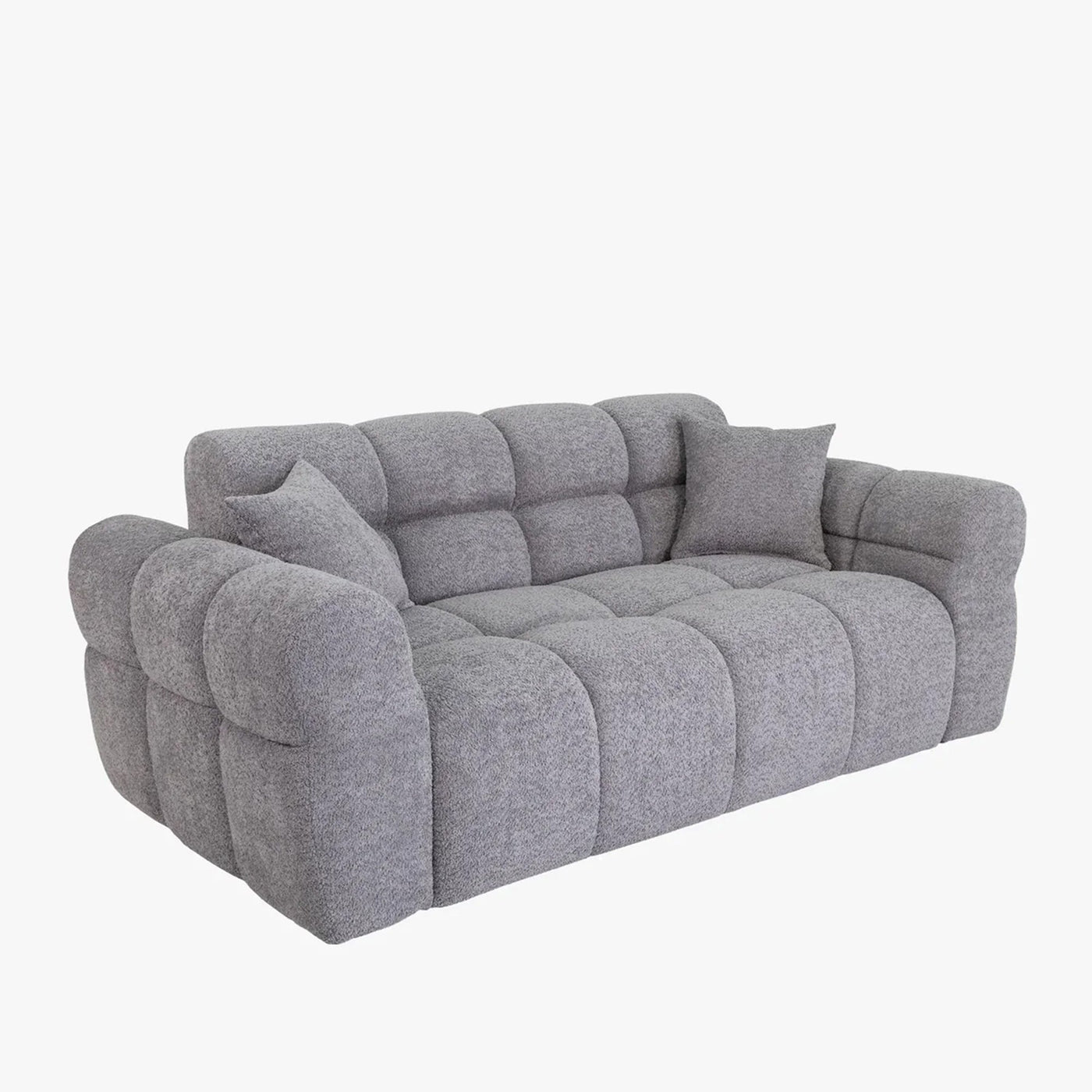CARMELA Canapé 3 places en tissu bouclette gris - Canapés fixes - Mobilier Deco