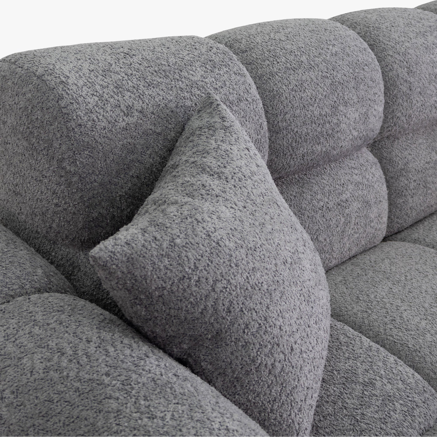 CARMELA Canapé 3 places en tissu bouclette gris - Canapés fixes - Mobilier Deco