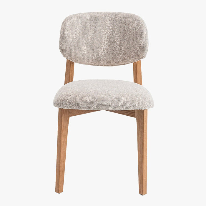 CARMEN Chaise en tissu beige et chêne massif