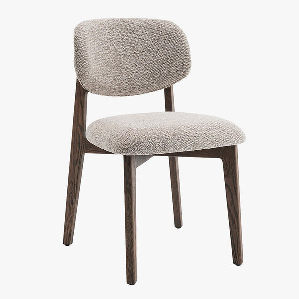 CARMEN Chaise en tissu beige et chêne massif foncé