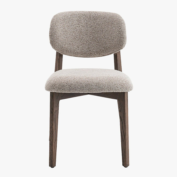 CARMEN Chaise en tissu beige et chêne massif foncé