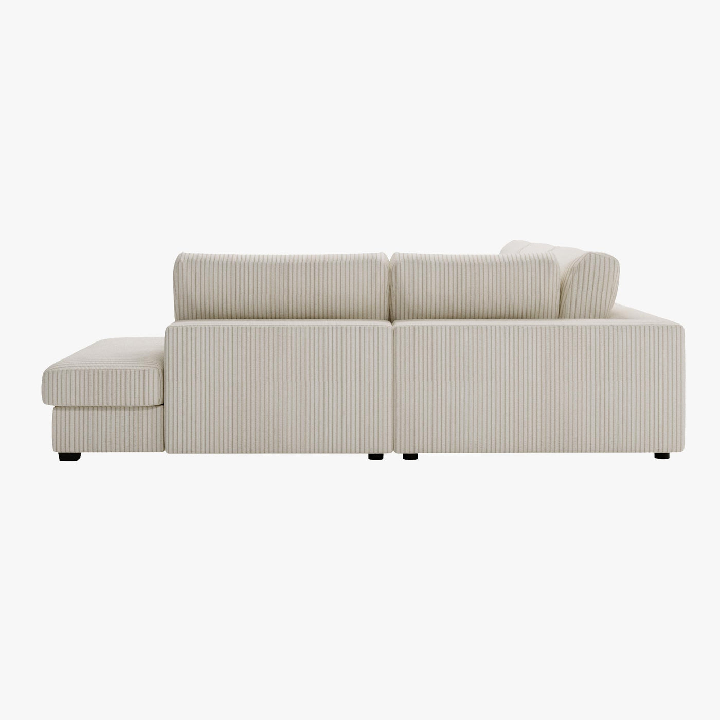 CATHY Canapé d'angle en velours côtelé beige - Angle droit - Canapés d'angle - Mobilier Deco