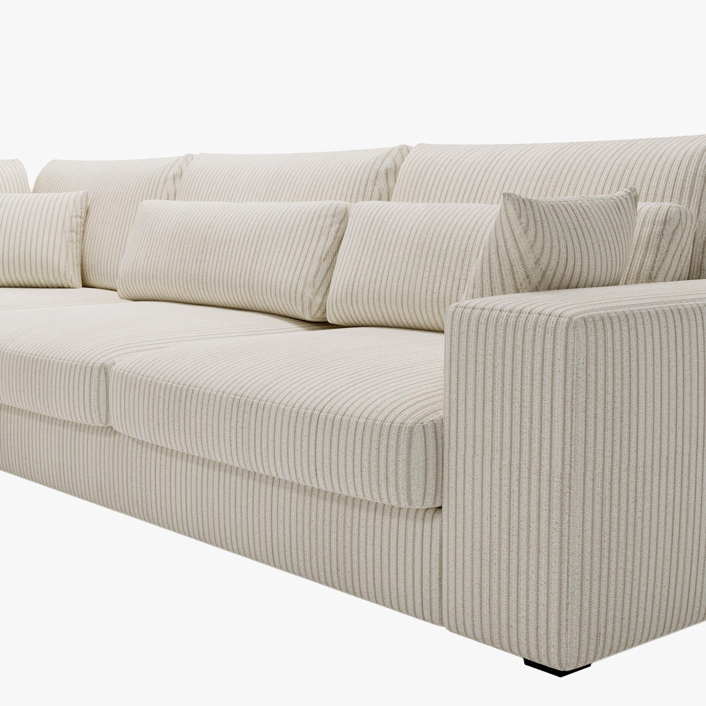 CATHY Canapé d'angle en velours côtelé beige - Angle gauche - Canapés d'angle - Mobilier Deco
