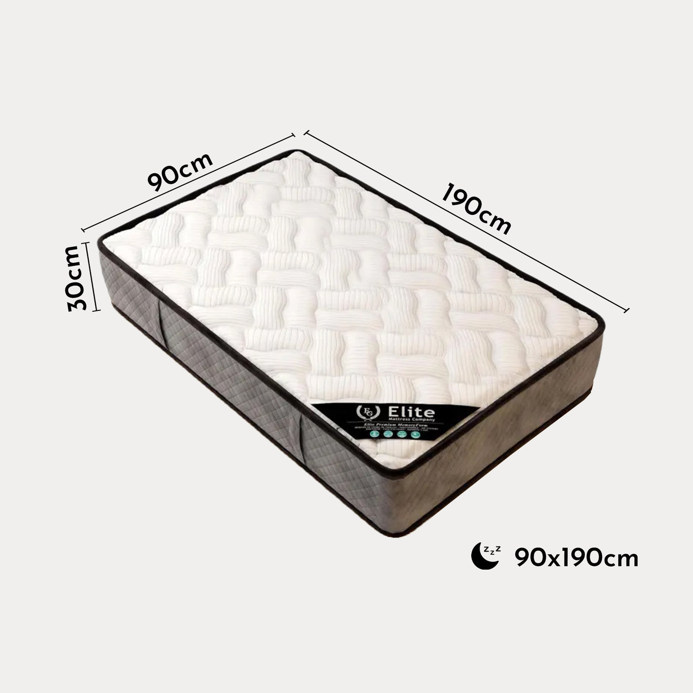 CELESTE Matelas mousse haute resilience 90x190 hauteur 30cm