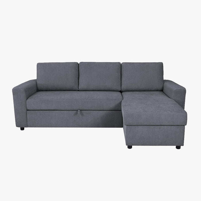 CELIA Canapé d'angle convertible et réversible avec coffre en tissu gris foncé