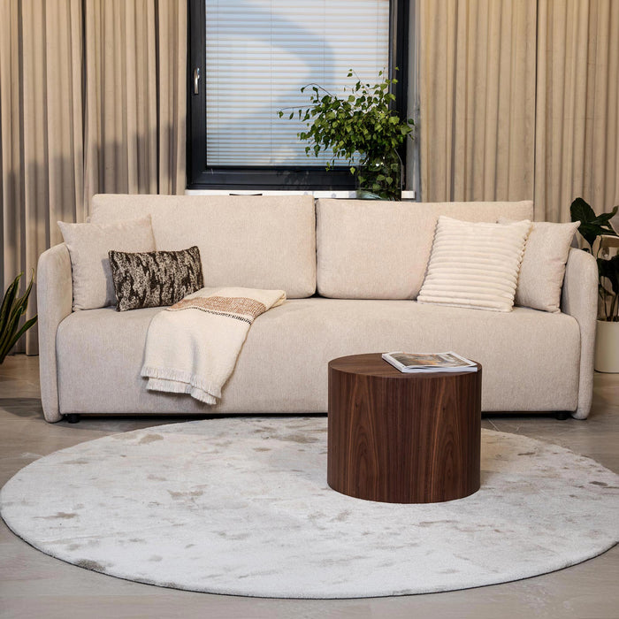 CELSY Canapé 3 places convertible avec coffre en tissu beige