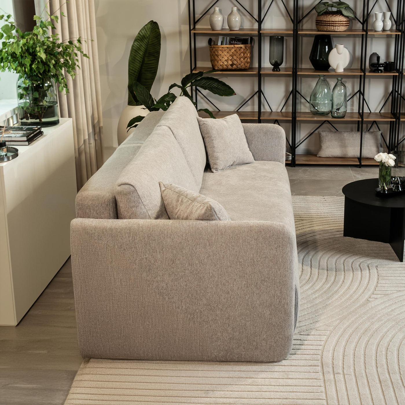 CELSY Canapé 3 places convertible avec coffre en tissu gris