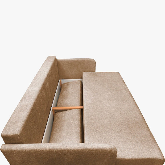CELSY Canapé 3 places convertible avec coffre en tissu taupe