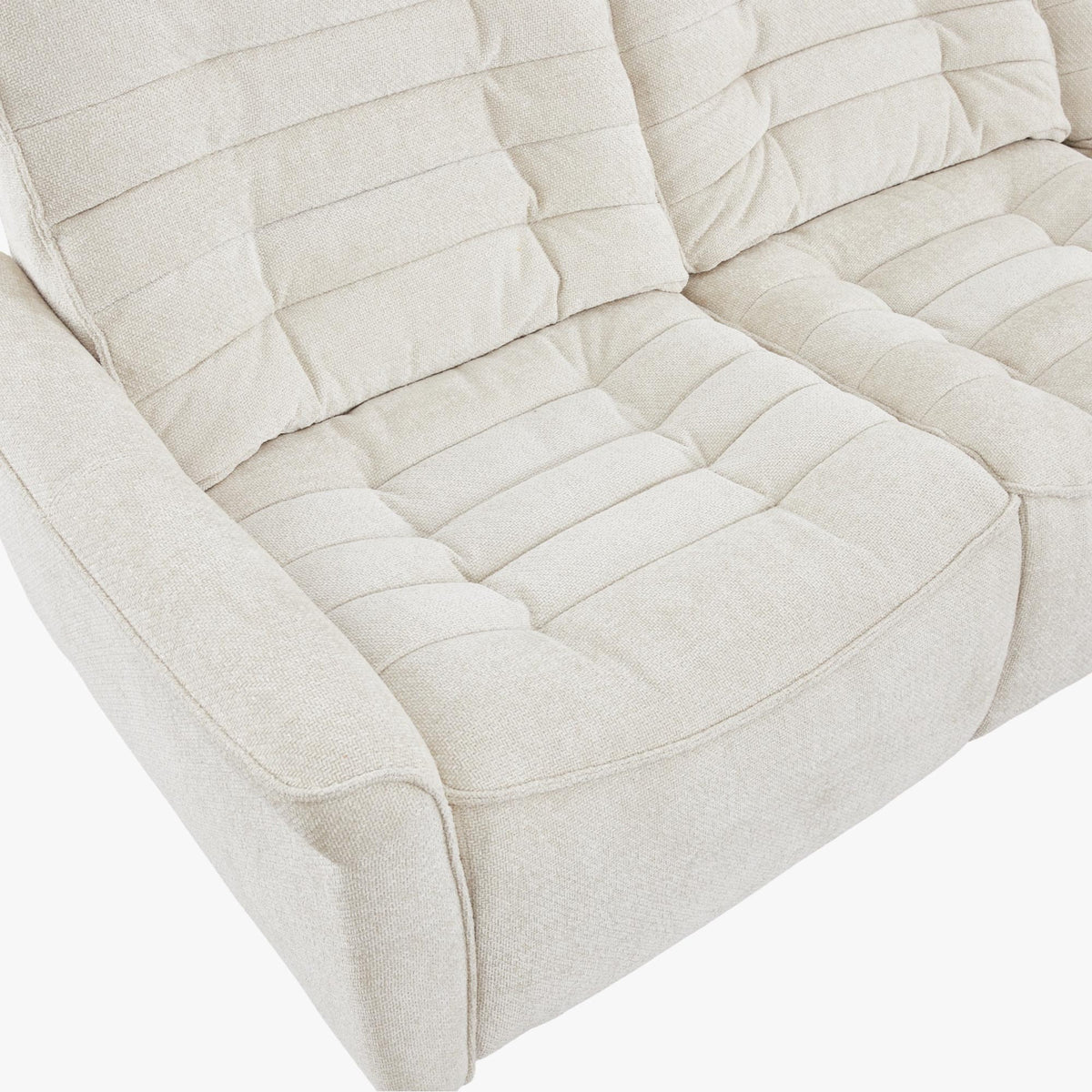 CHILLY Canapé d'angle relax électrique réversible en tissu beige - Canapé relax - Mobilier Deco