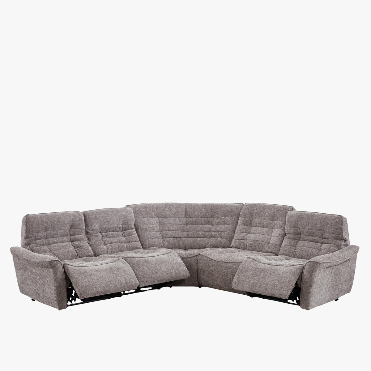 CHILLY Canapé d'angle relax électrique réversible en tissu taupe - Canapés d'angle - Mobilier Deco