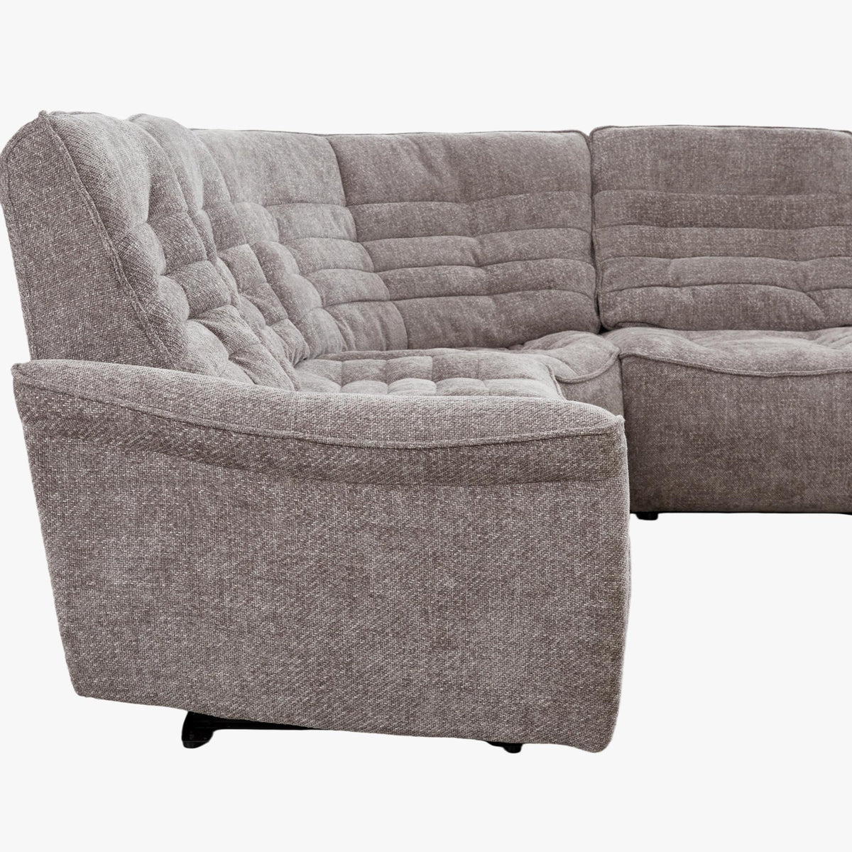 CHILLY Canapé d'angle relax électrique réversible en tissu taupe - Canapés d'angle - Mobilier Deco