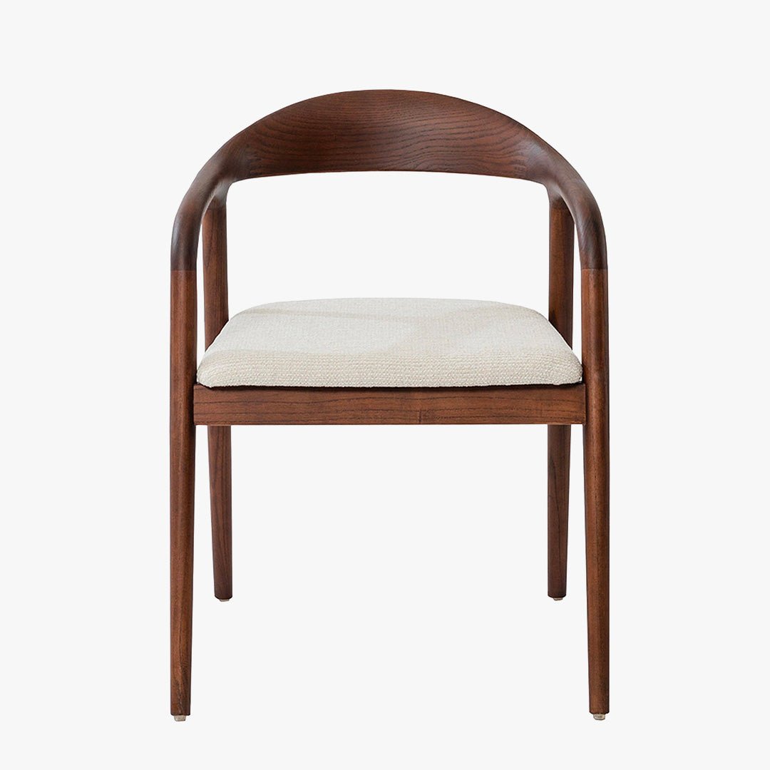 CLAIRE Chaise en tissu beige piètement en bois foncé - Chaise de repas - Mobilier Deco