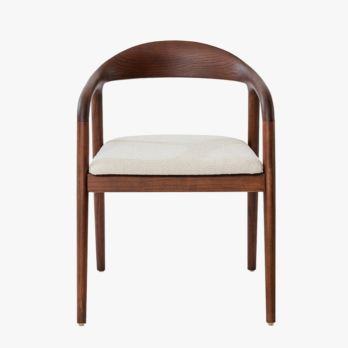 CLAIRE Chaise en tissu beige piètement en bois foncé