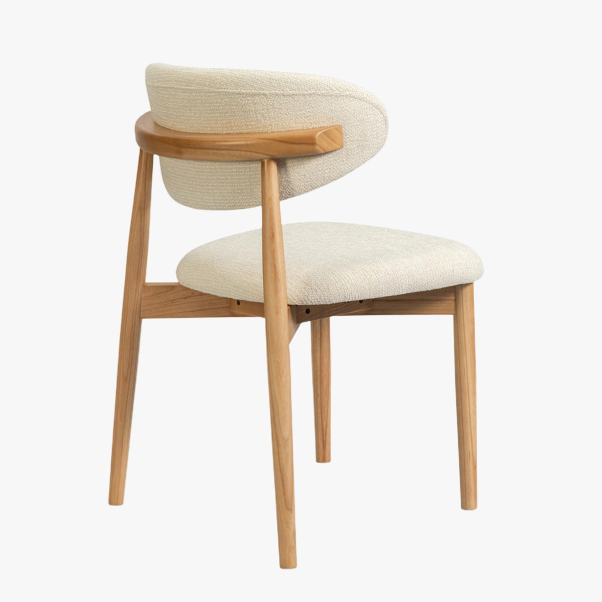 CLARA Lot de 2 chaises en tissu bouclette beige pieds en chêne massif clair - Mobilier Deco