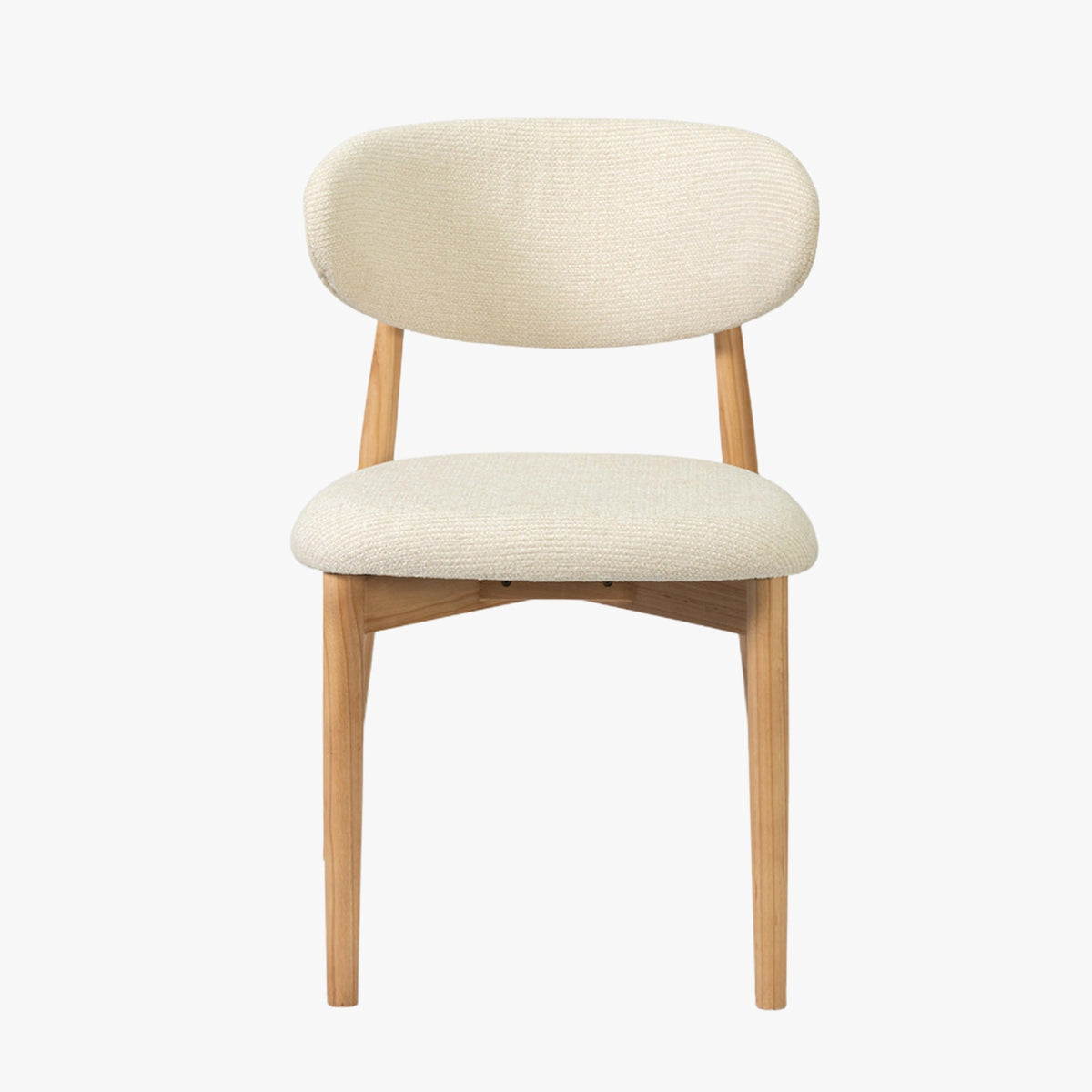 CLARA Lot de 2 chaises en tissu bouclette beige pieds en chêne massif clair - Mobilier Deco