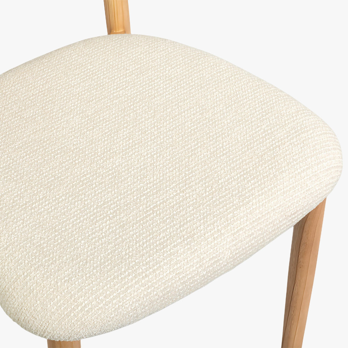 CLARA Lot de 2 chaises en tissu bouclette beige pieds en chêne massif clair - Mobilier Deco