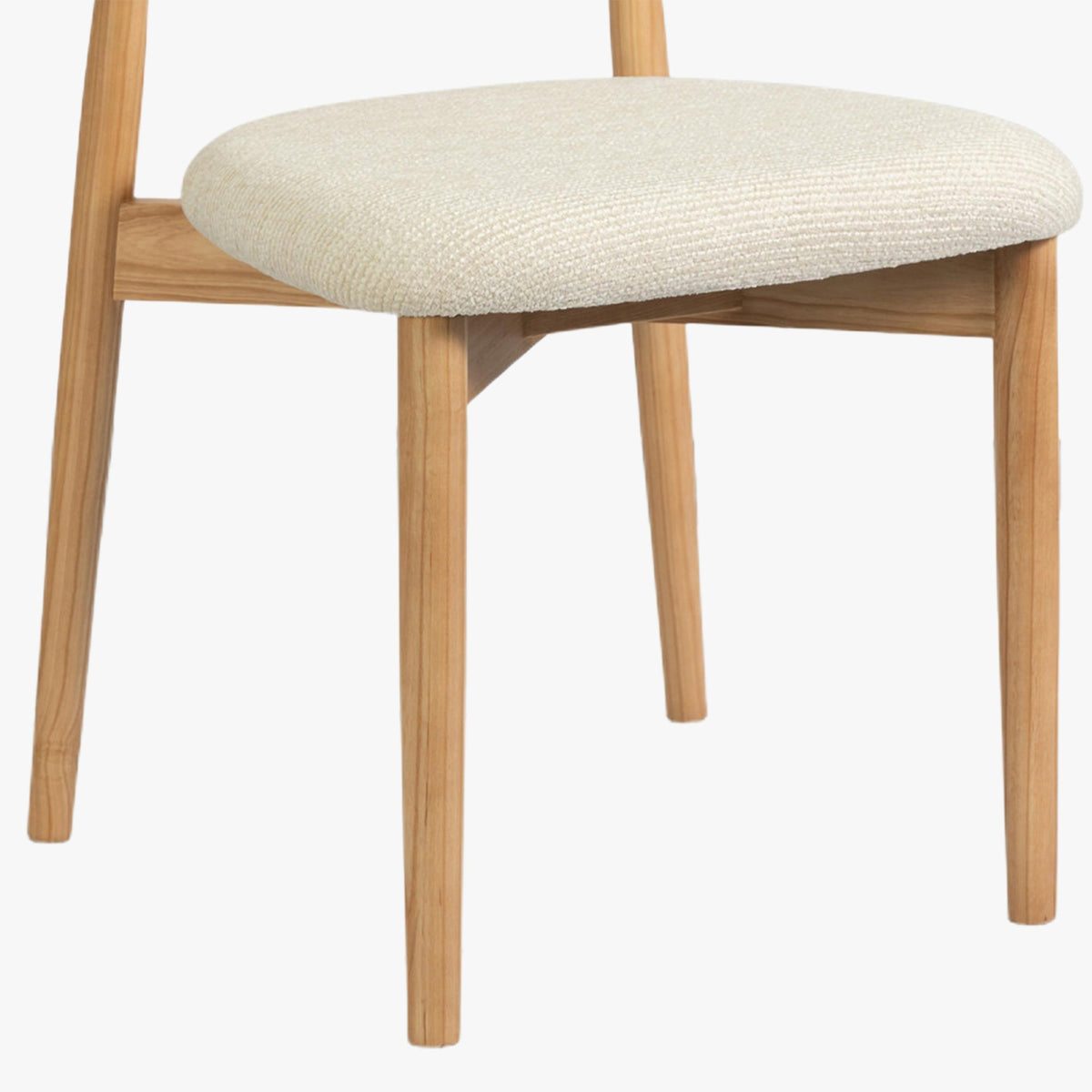 CLARA Lot de 2 chaises en tissu bouclette beige pieds en chêne massif clair - Mobilier Deco