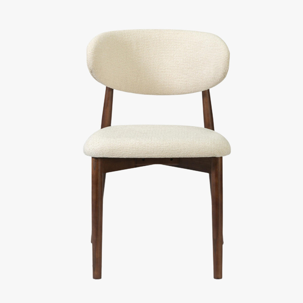 CLARA Lot de 2 chaises en tissu bouclette beige pieds en chêne massif foncé - Mobilier Deco