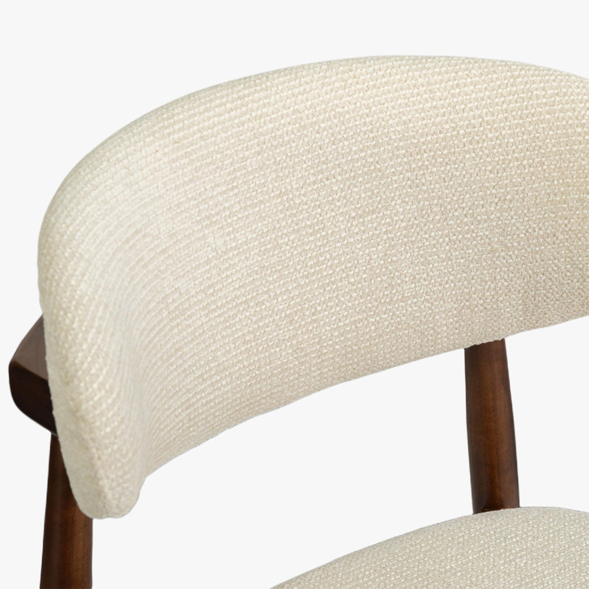 CLARA Lot de 2 chaises en tissu bouclette beige pieds en chêne massif foncé - Mobilier Deco