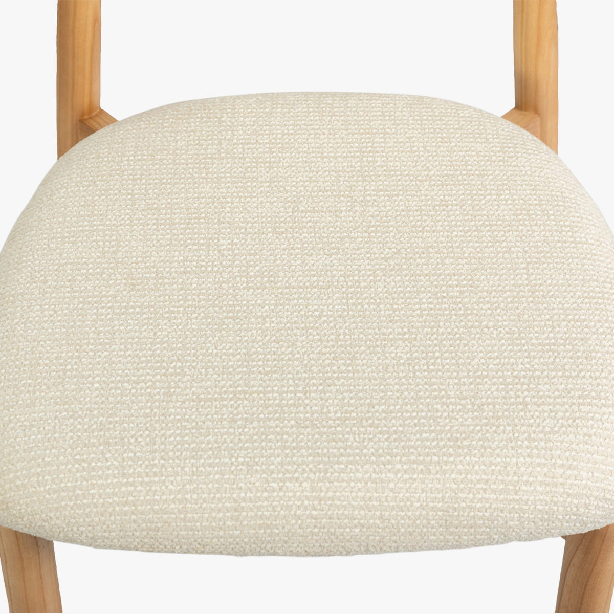 CLARA Tabouret en tissu bouclette beige pieds en chêne massif clair - Mobilier Deco