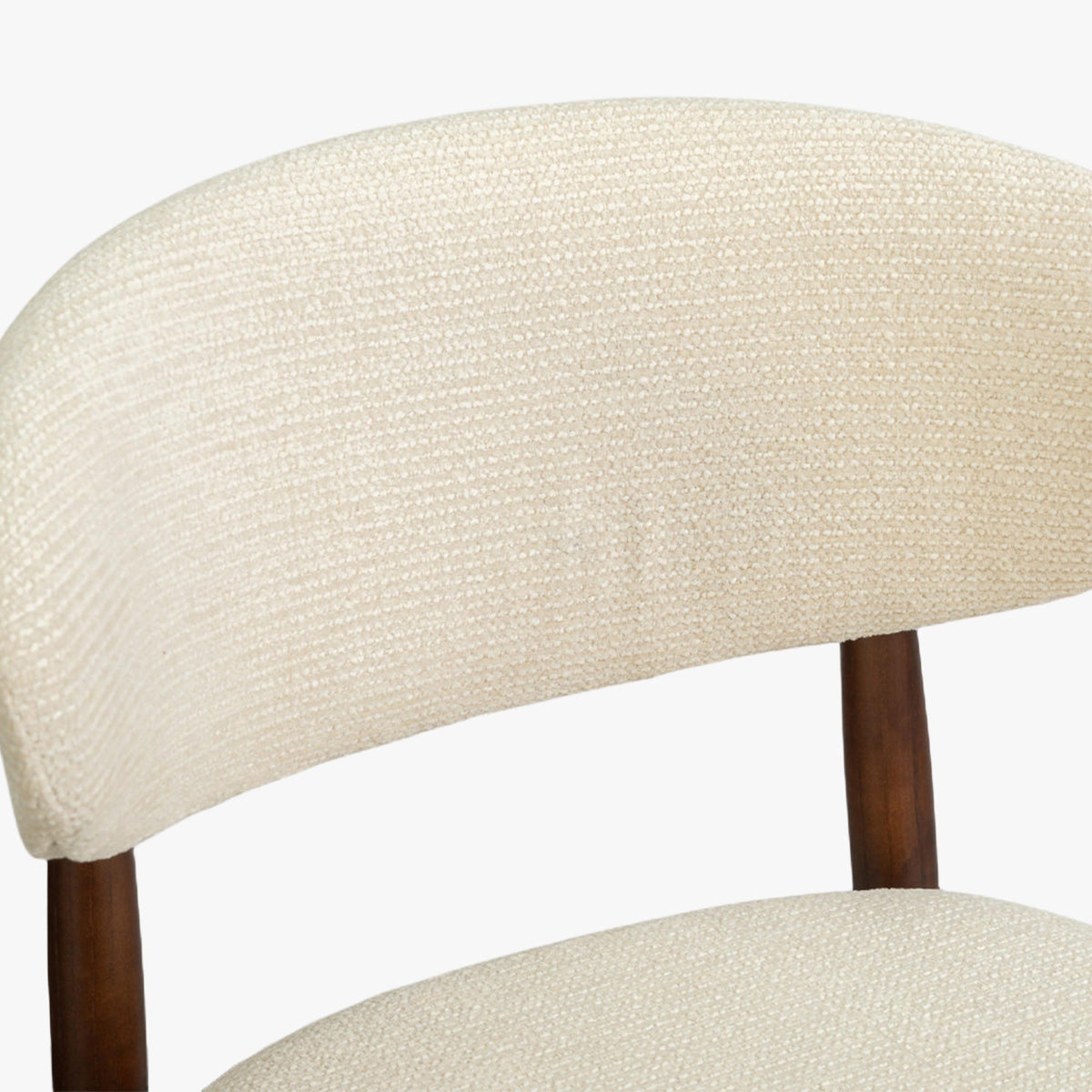 CLARA Tabouret en tissu bouclette beige pieds en chêne massif foncé - Mobilier Deco