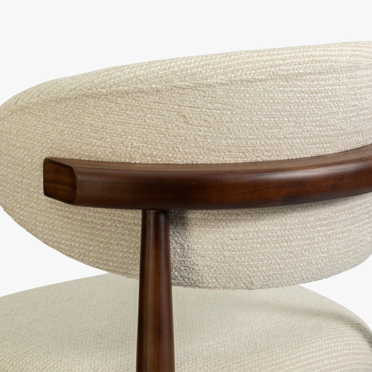 CLARA Tabouret en tissu bouclette beige pieds en chêne massif foncé - Mobilier Deco