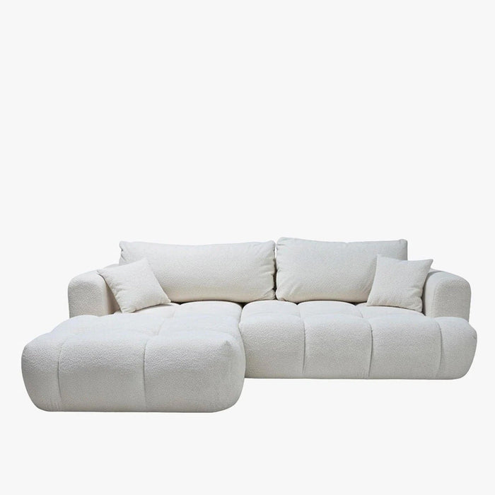 CLOUD Canapé d'angle convertible en tissu bouclette beige - Angle gauche