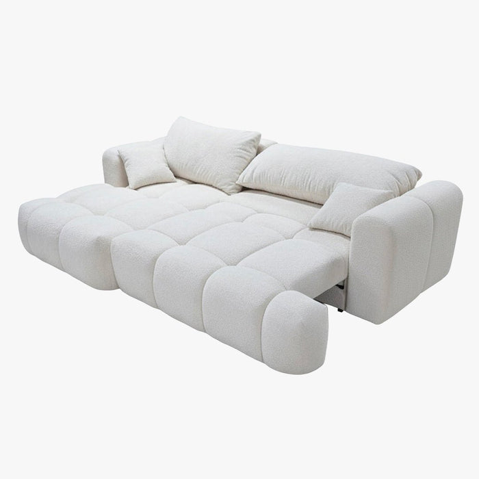 CLOUD Canapé d'angle convertible en tissu bouclette beige - Angle gauche