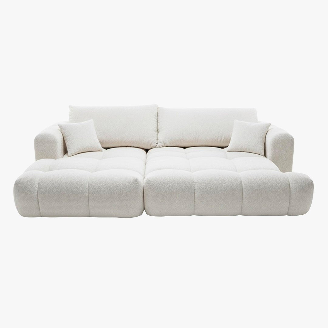 CLOUD Canapé d'angle convertible en tissu bouclette beige - Angle gauche - Canapé d'angle convertible - Mobilier Deco