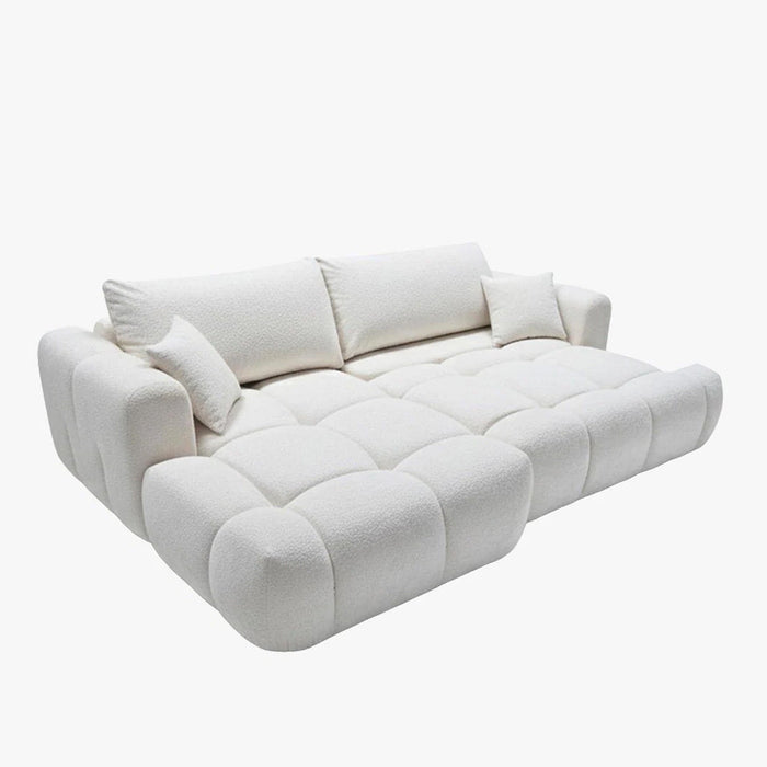 CLOUD Canapé d'angle convertible en tissu bouclette beige - Angle gauche