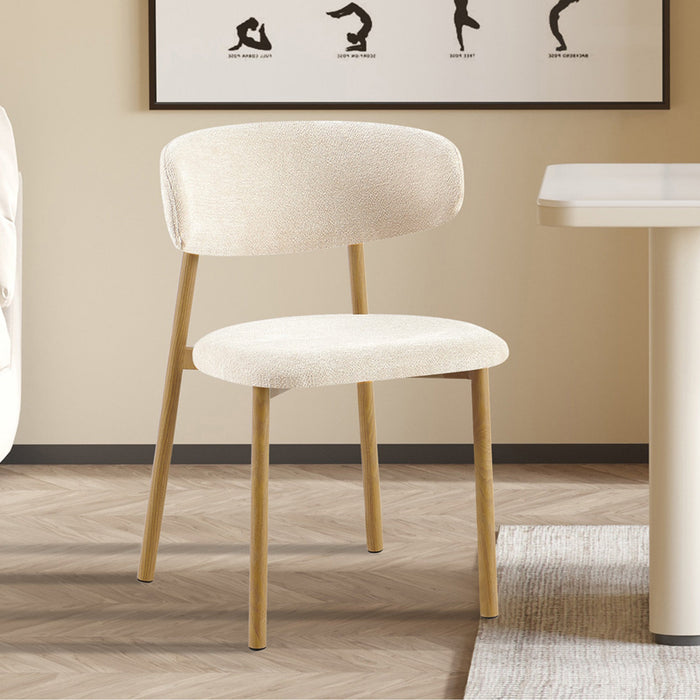 COCO Lot de 2 chaises en tissu beige piètement en métal couleur bois